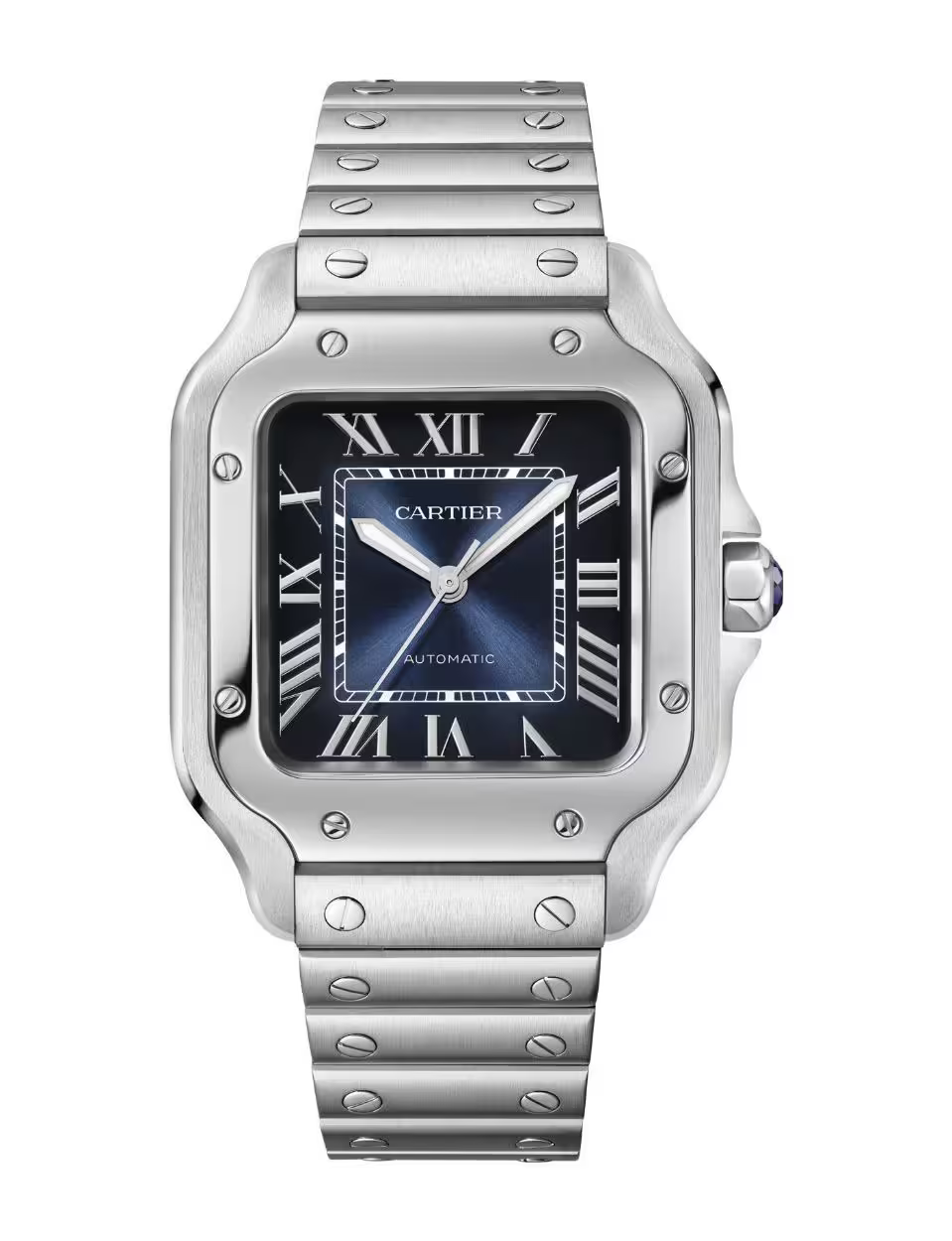 Cartier Santos de Cartier Stainless Steel Case and Blue Dial Watch
