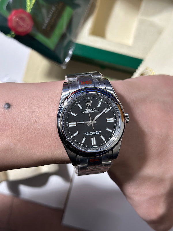 Rolex Oyster Perpetual With Black Dial and Oystersteel Bracelet Watch