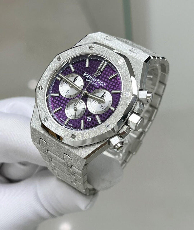 Audemars Piguet Royal Oak Chronograph 41mm White Gold Purple Dial Luxury Watch