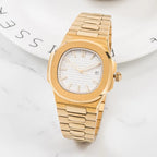 Patek Philippe Nautilus Series Gold Finish with White Dial Wrist Watch