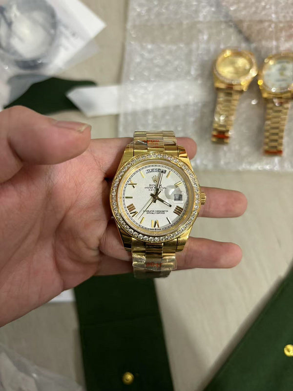Rolex Day-Date Yellow Gold Wristwatch & White Dial With Roman Numerals Watch