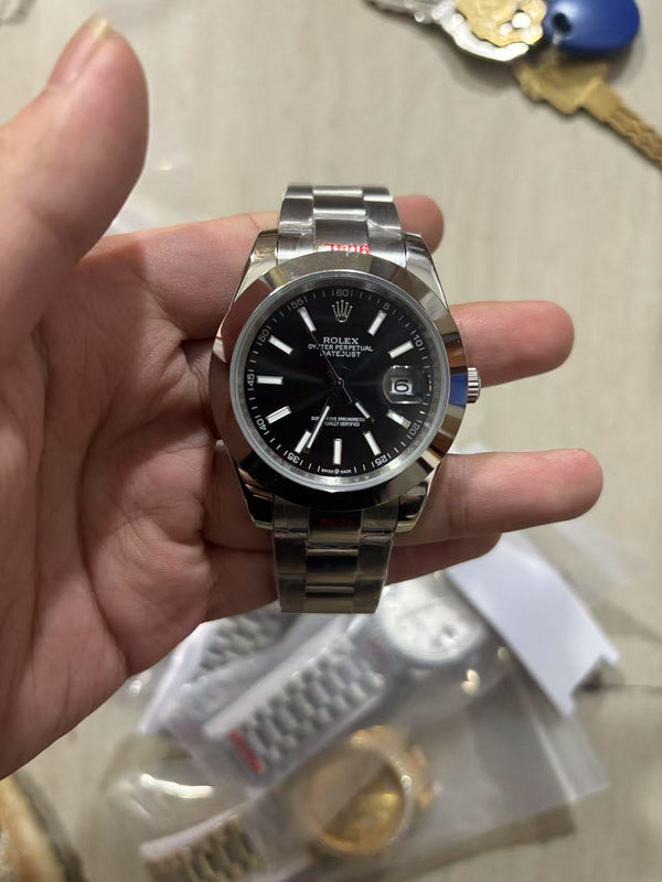 Rolex Datejust 34 Black Dial Smooth Bezel Stainless Steel Oyster Bracelet Watch