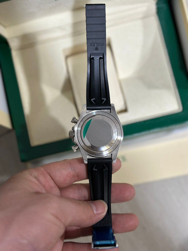 Rolex Cosmograph Daytona White Gold With Steel Bright Black Dial Watch