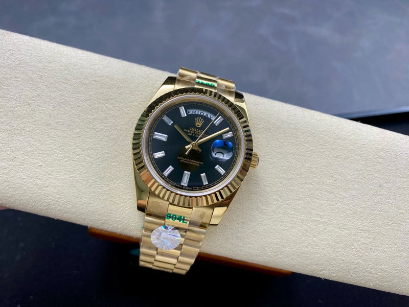 Rolex Day-Date Bright Black Dial 40.0 mm Watch