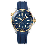 Omega Seamaster 42mm Stainless Steel & Yellow Gold Case paired With Blue Rubber Strap Watch