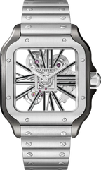 Santos de Cartier Large Skeleton Steel & Black ADLC WHSA0027 Watch