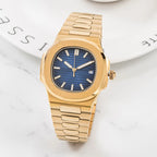 Patek Philippe Gold Colored Strap with Navy Blue Dial Watch