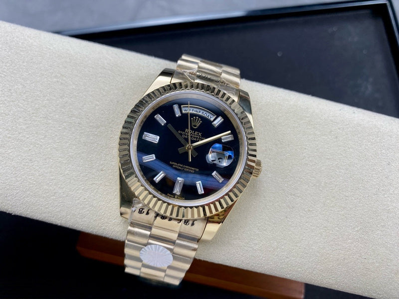 Rolex Day-Date Yellow Gold With Black Onyx Dial Watch