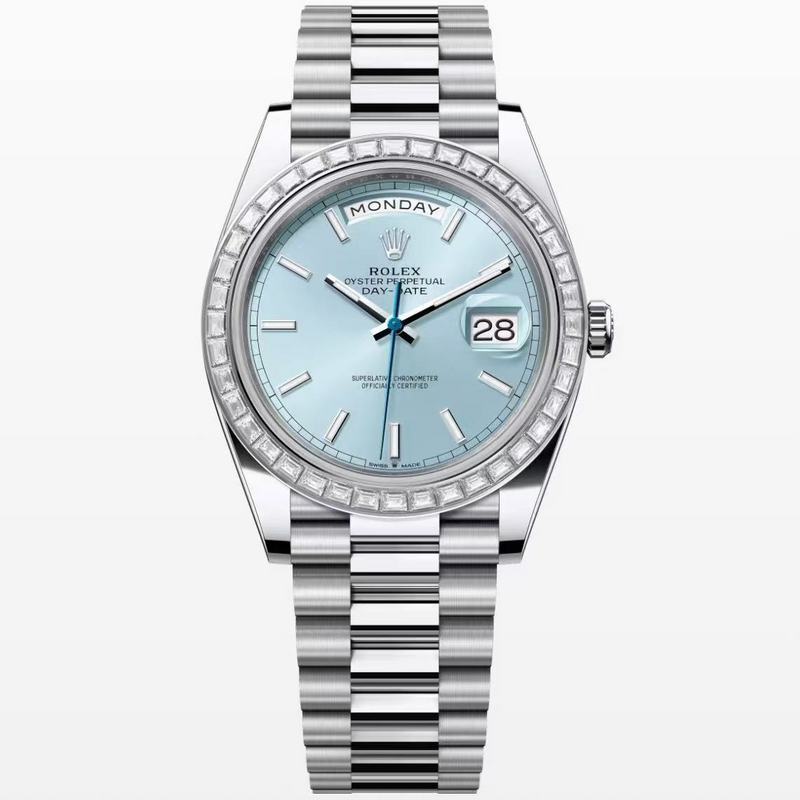 Rolex Day-Date Platinum With Diamond Set Bezel & ice Blue Dial Watch