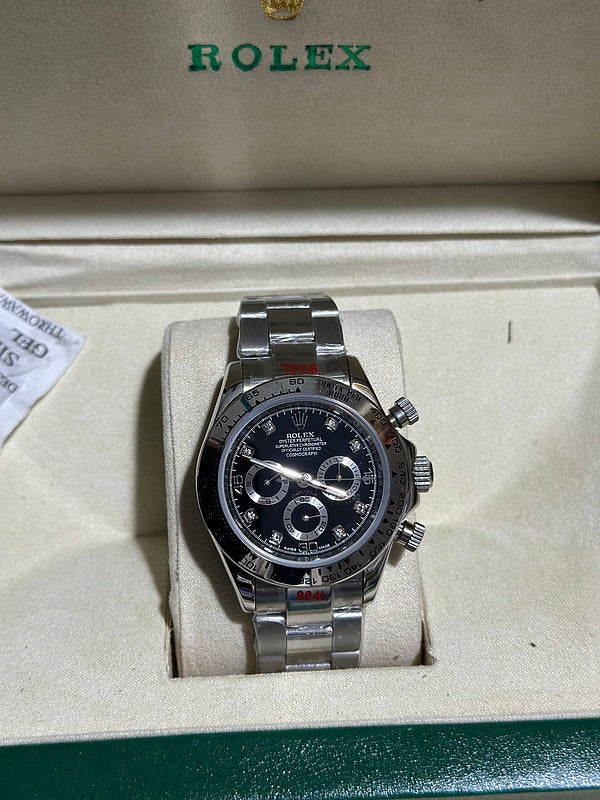 Rolex Cosmograph Daytona 40mm White Gold Case & Black Dial With Diamond Hour Markers Watch