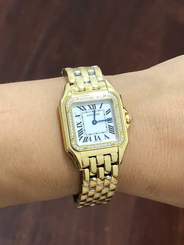 Cartier Panthere de Cartier Small Silver Dial Diamond Bezel Women's Watch