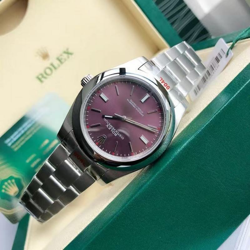 Rolex Oyster Perpetual 39 With Red Grape Dial Watch