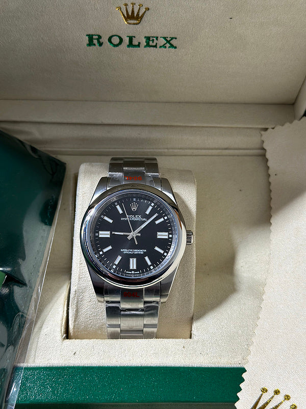 Rolex Oyster Perpetual With Black Dial and Oystersteel Bracelet Watch
