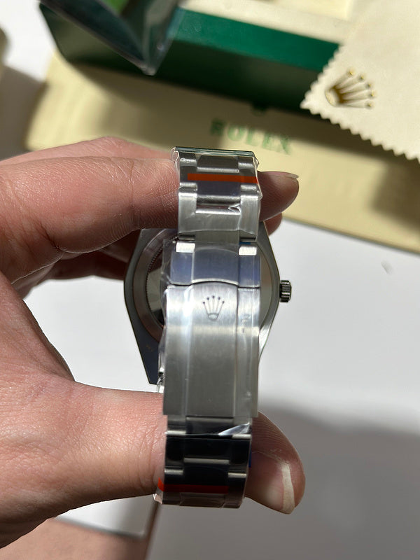 Rolex Oyster Perpetual Steel Watch With Green Dial