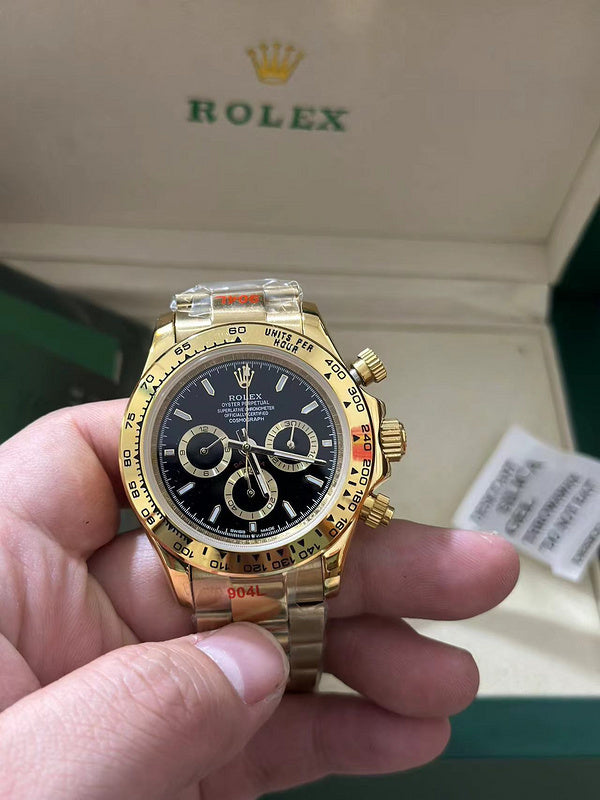 Rolex Cosmograph Daytona Yellow Gold With Black Dial and Oyster Bracelet Watch