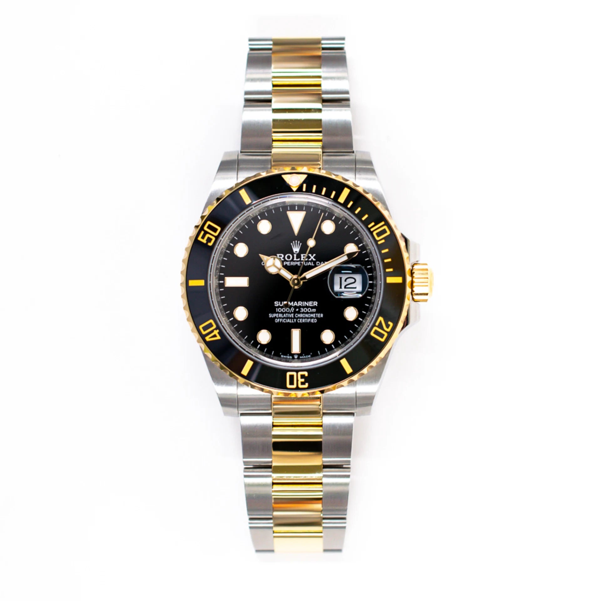 Rolex Stainless Steel and 18k Yellow Gold Submariner Date Black Dial Watch