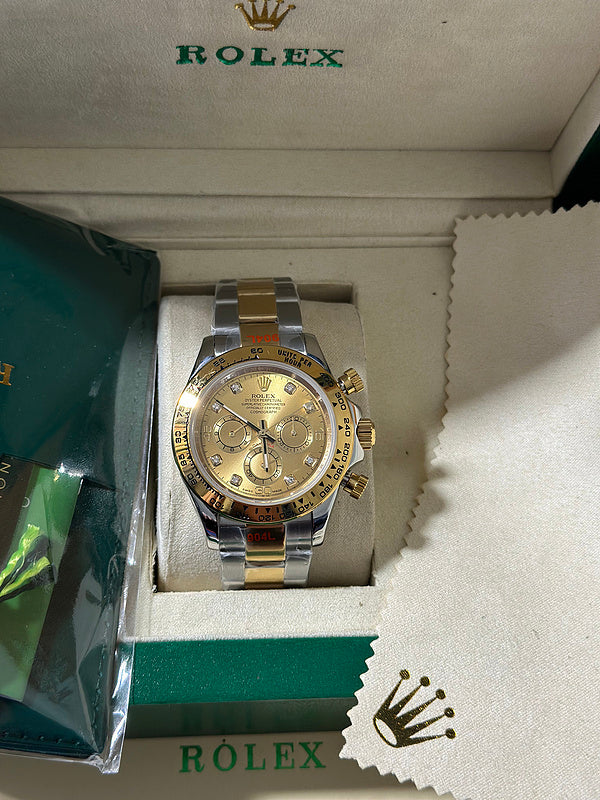 Rolex Cosmograph Daytona 40mm Stainless Steel Case With Yellow Gold Bezel Watch