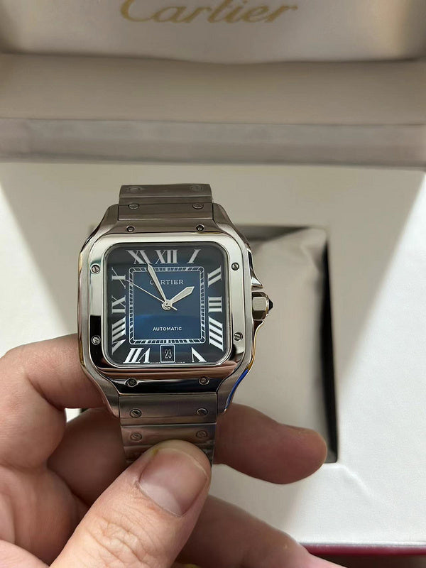 Cartier Santos de Cartier Stainless Steel Case and Blue Dial Watch