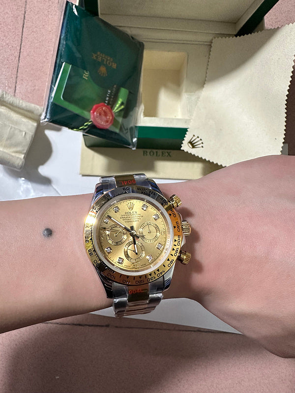 Rolex Cosmograph Daytona 40mm Stainless Steel Case With Yellow Gold Bezel Watch