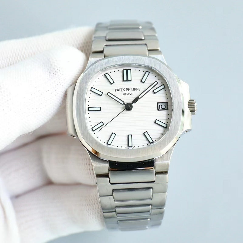 Patek Philippe White Dial Stainless Steel Luxury Watch