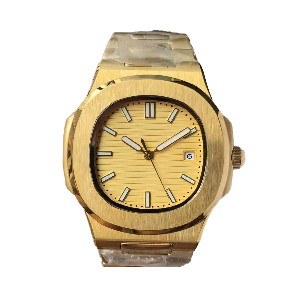 Golden Stainless SteelCase Patek Philippe Nautilus Style Watch