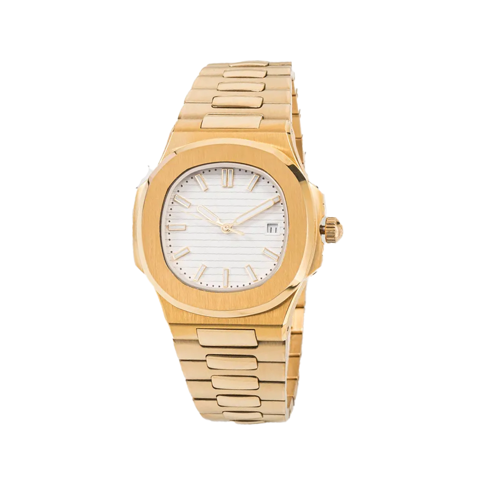 Patek Philippe Nautilus Series Gold Finish with White Dial Wrist Watch