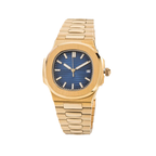 Patek Philippe Gold Colored Strap with Navy Blue Dial Watch