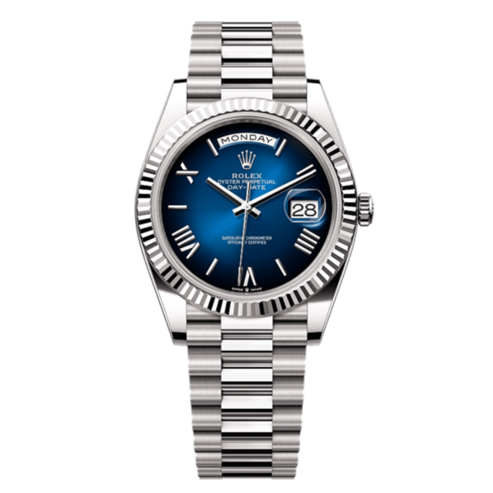 Rolex Day-Date White Gold with Blue Ombré Dial Watch