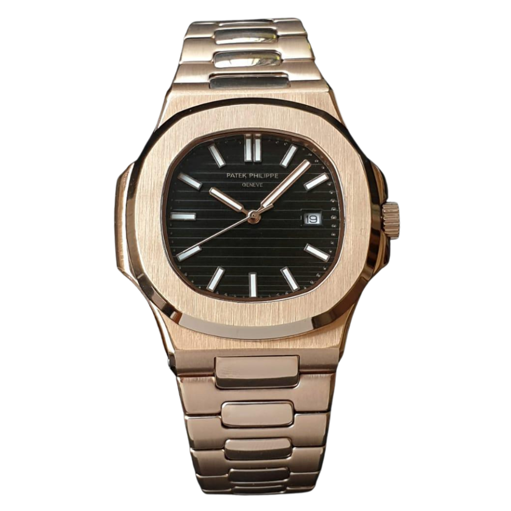 Patek Philippe Nautilus Rose Gold Case and Bracelet With Brown Dial Watch
