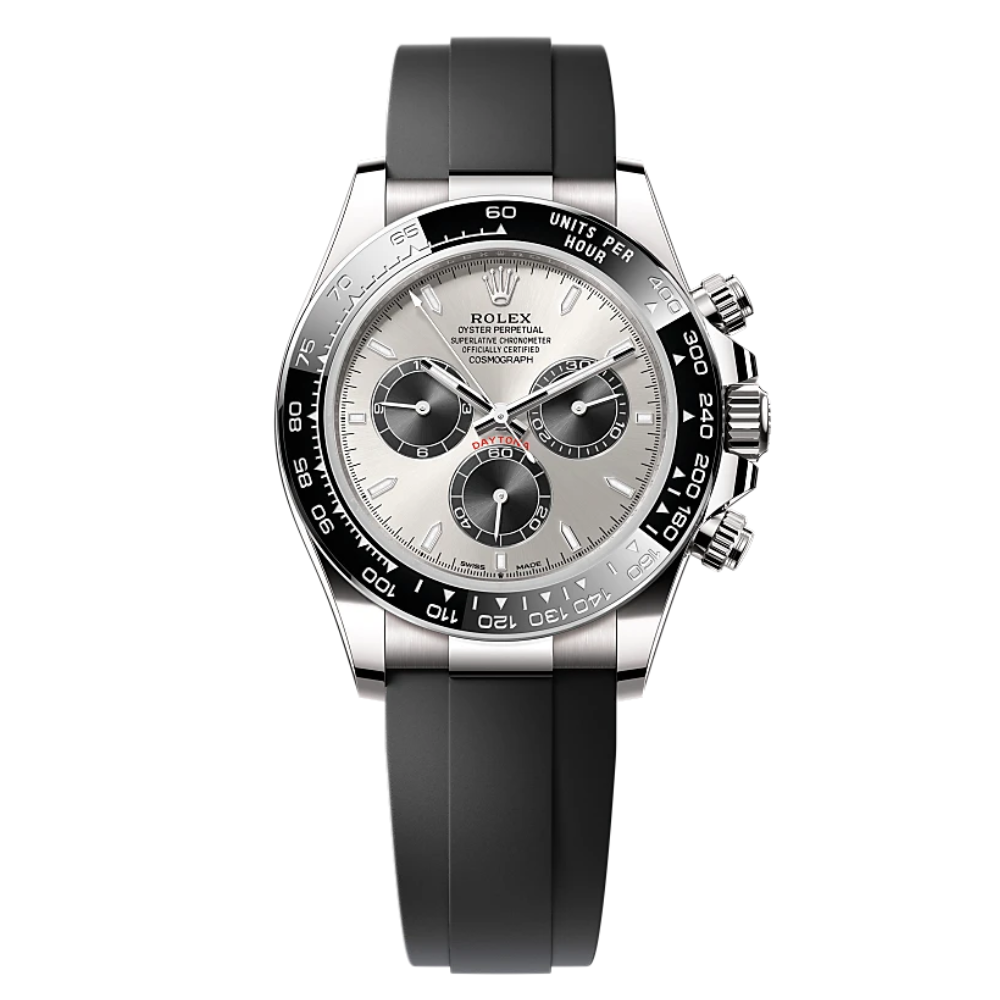 Rolex Cosmograph Daytona White Gold With Steel Bright Black Dial Watch