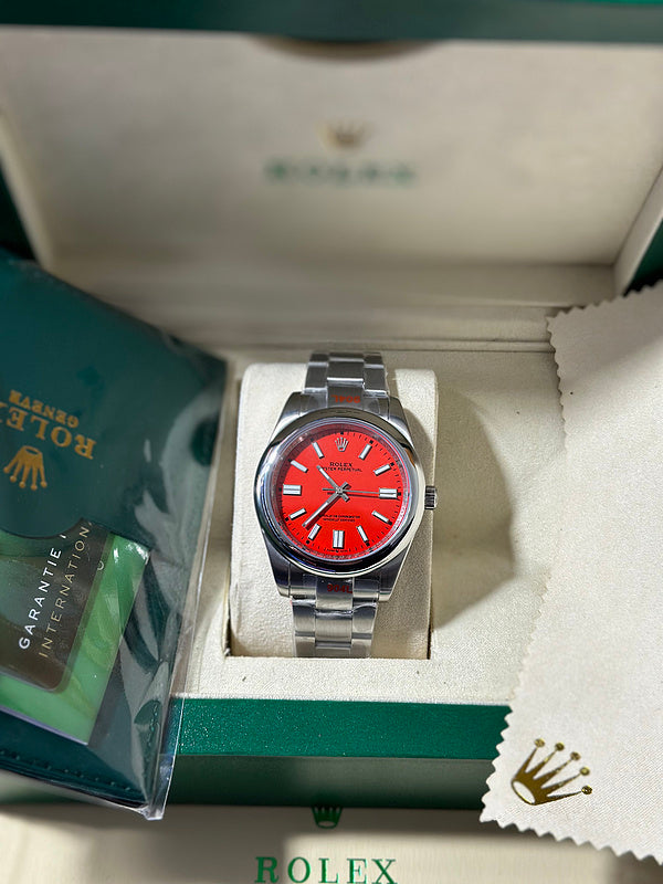 Rolex Oyster Perpetual 41 with Coral Red Dial Watch