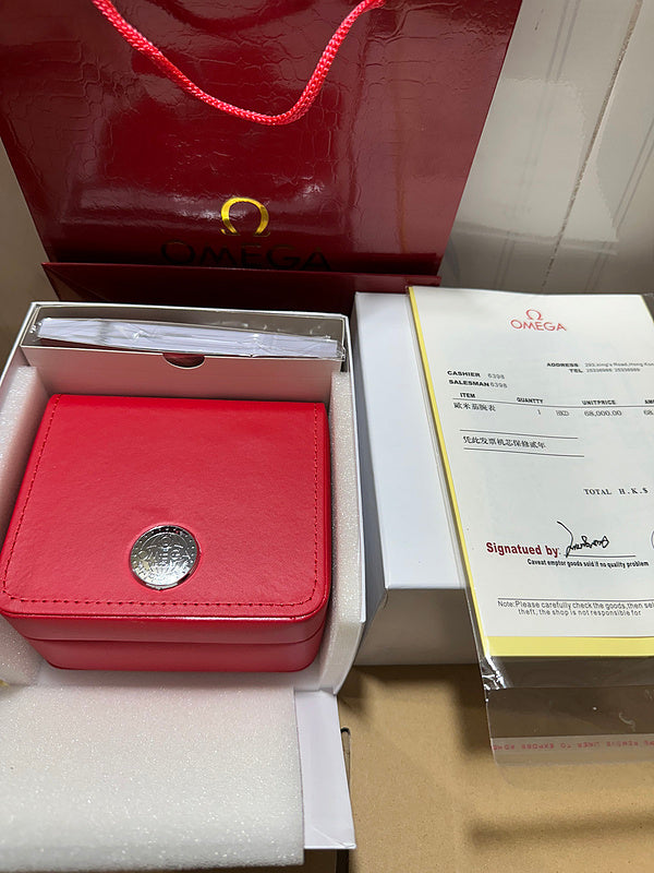 Red Leather Omega Watch Storage Box