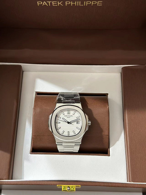 Patek Philippe White Dial Stainless Steel Luxury Watch