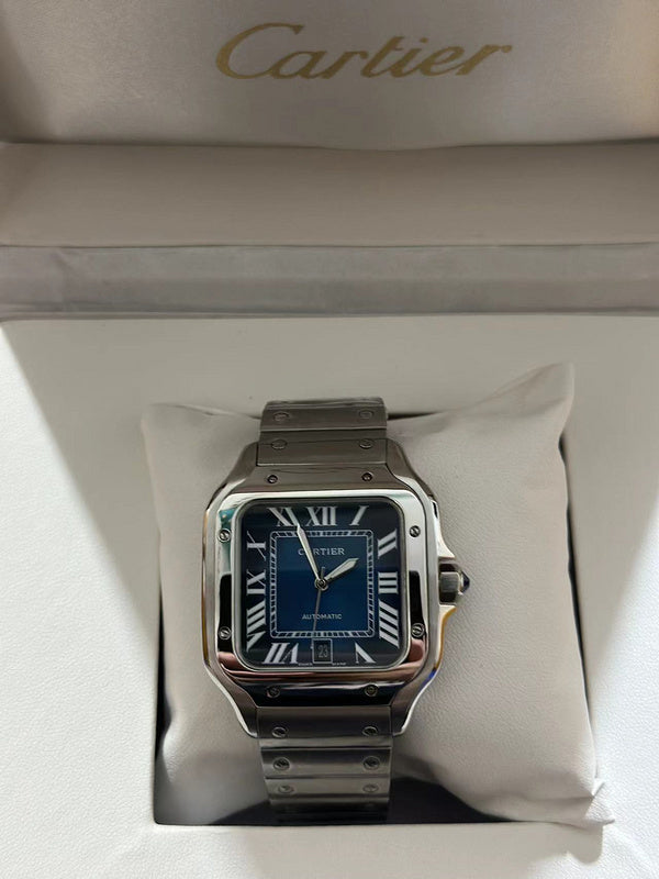 Cartier Santos de Cartier Stainless Steel Case and Blue Dial Watch