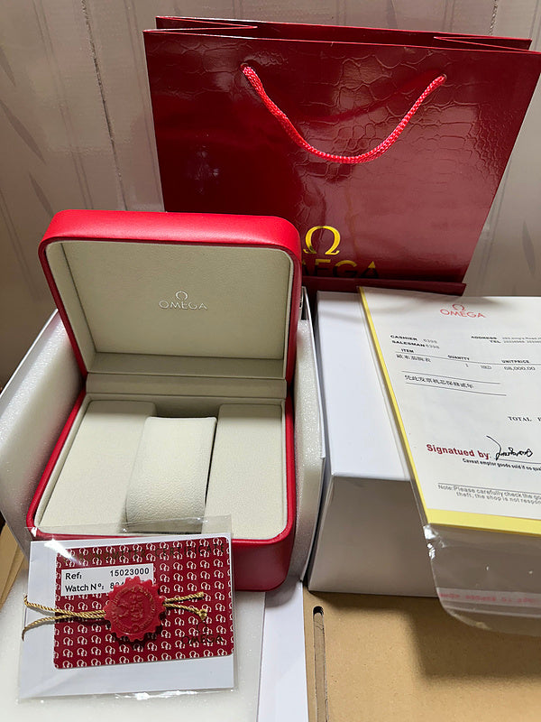 Red Leather Omega Watch Storage Box