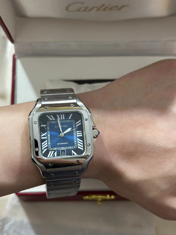 Cartier Santos de Cartier Stainless Steel Case and Blue Dial Watch