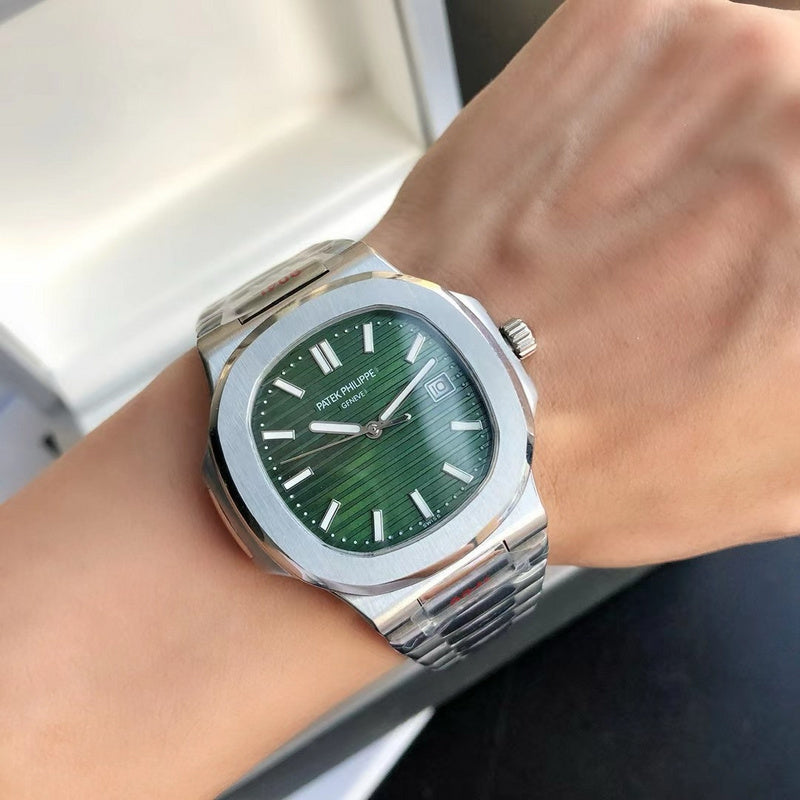 Patek Philippe Nautilus Stainless Steel With Olive Green Dial Luxury Watch