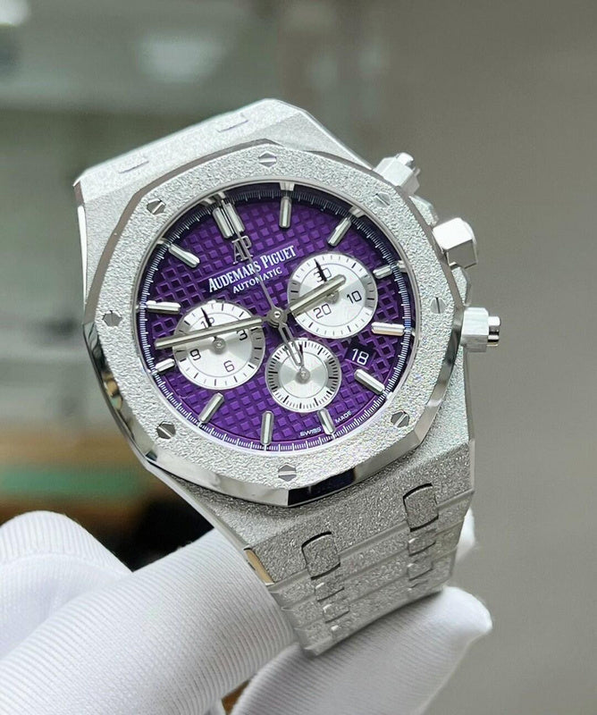 Audemars Piguet Royal Oak Chronograph 41mm White Gold Purple Dial Luxury Watch