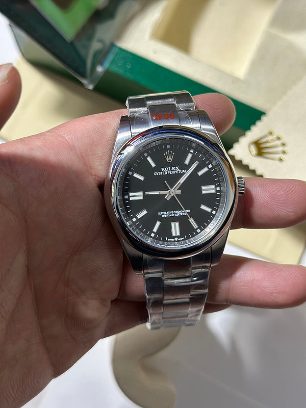 Rolex Oyster Perpetual With Black Dial and Oystersteel Bracelet Watch