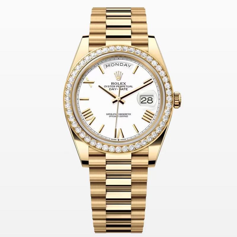 Rolex Day-Date Yellow Gold Wristwatch & White Dial With Roman Numerals Watch