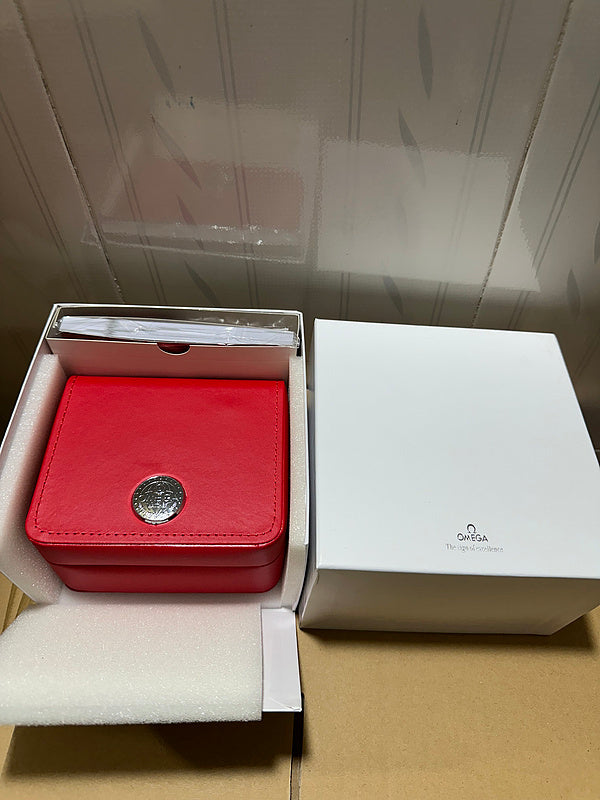 Red Leather Omega Watch Storage Box
