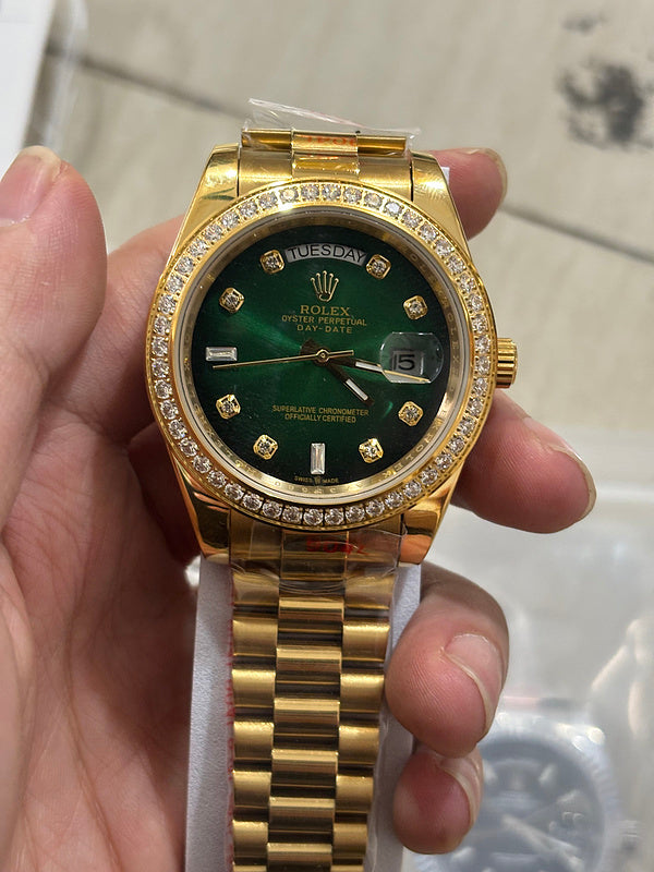 Day-Date Oyster yellow gold & Green Diamond Dial Set Watch