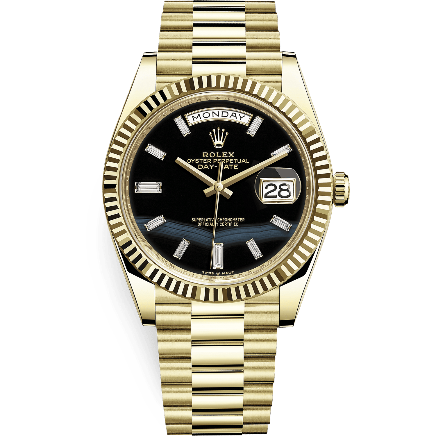 Rolex Day-Date Yellow Gold With Black Onyx Dial Watch