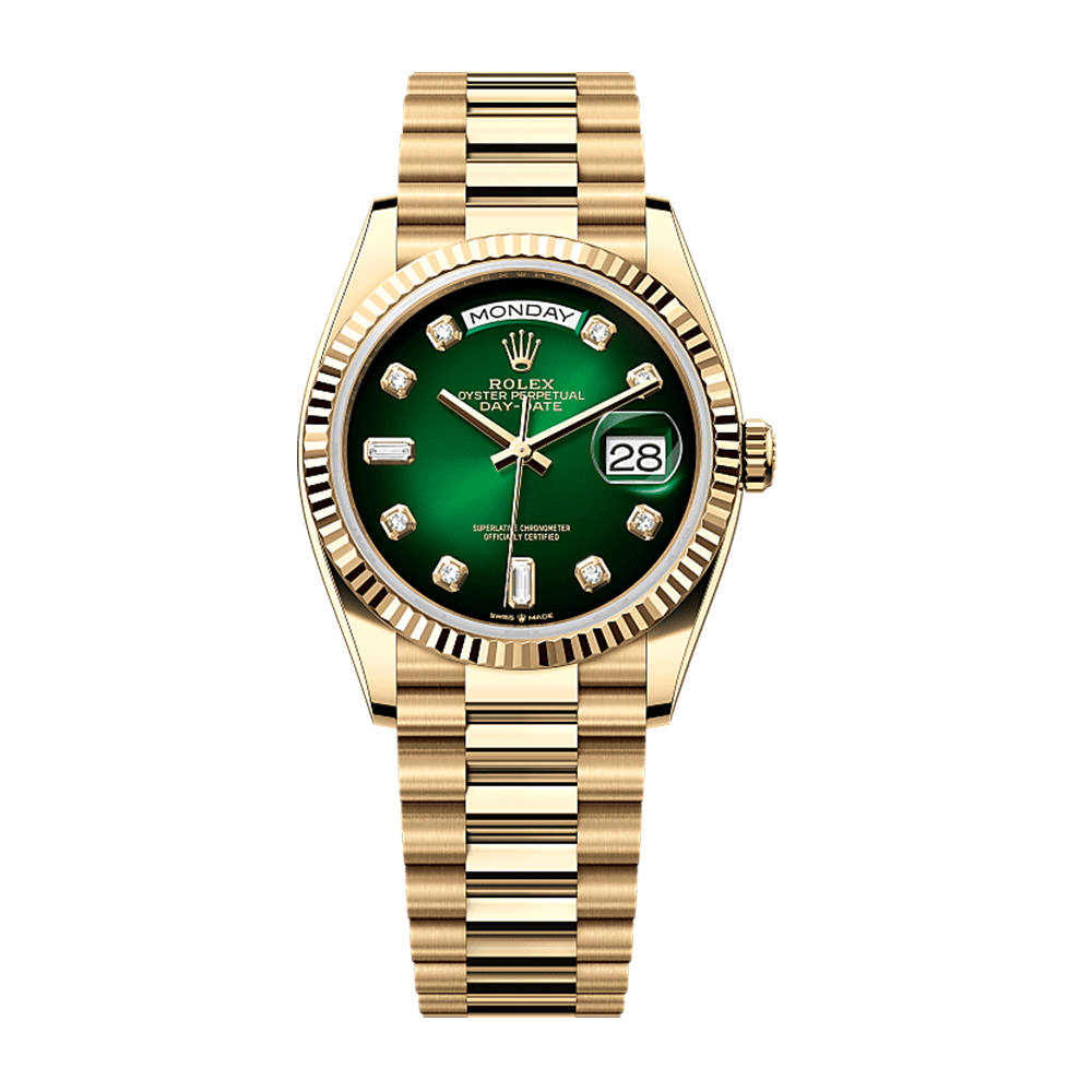 Rolex Day-Date Green Ombré Diamond Dial Yellow Gold 36mm